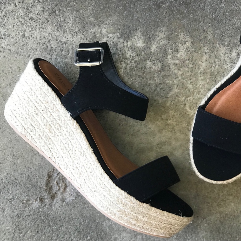 NEW Luthor Black Flatform Wedge Espadrille Sandal - Picture 5 of 8